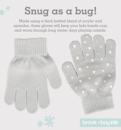 Brook + Bay Kids Magic Gloves - 3 Pack Kids Winter Gloves - Cold Weather Gloves for Boys & Girls - Children's Knit Gloves3