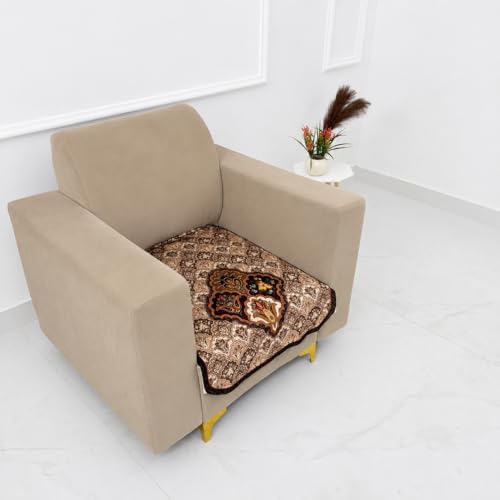 Image of Homerz Premium 'Maharaja Paradise Series' Sofa Cover | Net Fabric Sofa Cover | Washable, Anti-Dust Backed & Wrinkle Resistant Cover (Noor Mahal, 1 Seater, Only Seat Cover)
