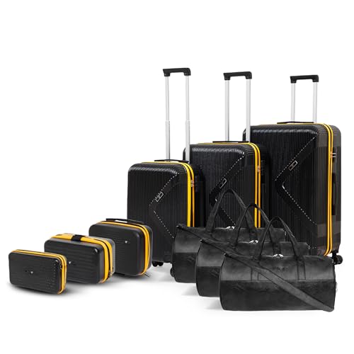 Image of VLITE Brampton 9-Piece Family Set - 3 Vanity Cases + 3 Duffle Bags + 3 Trolley Suitcases, Unbreakable Polycarbonate Luggage, 8 Spinner Wheels, Number Lock, 3-Year Warranty