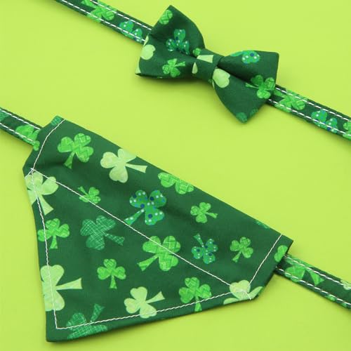 Disfraz para perro Día de San Patricio con pajarita y bandana miniatura 3