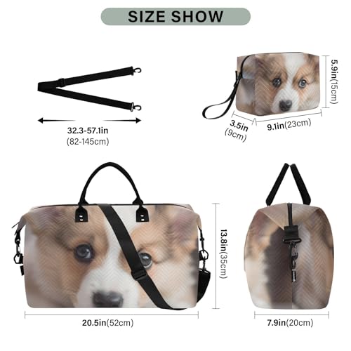 Large Travel Duffel Bag, Beautiful Dog Puppy Sports Tote Gym Bag, Shoulder Weekender Overnight Bag for Women Men, Carry On Luggage with Toiletry Bag3