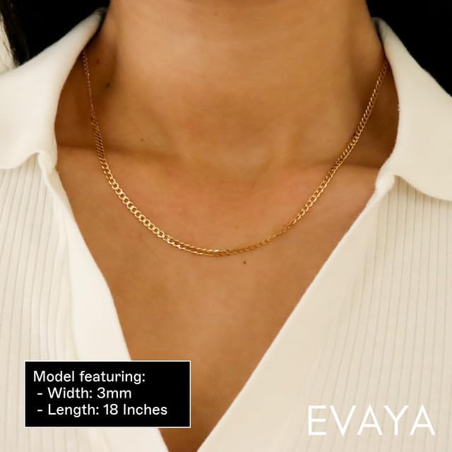 EVAYA Real Solid 14k Gold Cuban Chain (2mm-3mm Width, 16"-24" Length) - For Men & Women - Durable, Resistant to Tarnishing & Lasts a Lifetime4