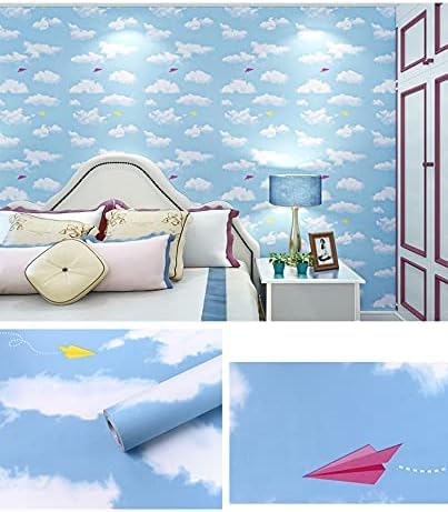 MOREYAJI Blue Sky Wallpaper for Kids Room,Peel and Stick Wall Art Crafts Decor,Removable Contact Paper Self Adhersive Vinyl Wallpaper,Kitchen Backsplash Accent(16Inch x 96 Inch) 10 Sq Ft (Cloud) (B0CKZZ128H) Amazon Price History, Amazon Price Tracker