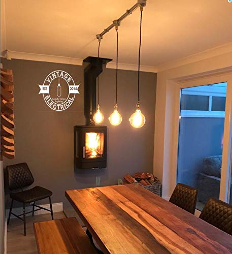 Kiven 3-Light H-Type Wire Track Light Pendants 39.37 Inch Cord Length Black Weave Rope Restaurant Chandelier Decorative Pendant Light Industrial Factory Pendant Lamp 3 Pack,Bulb Not Included #TOP4