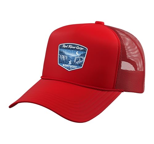 Red River Gorge Kentucky Nature Landscape Hiking Outdoor Trucker Hat with Adjustable Mesh Back, Red