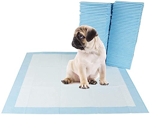 MOSYCLE Dog and Puppy Training Pads 100pcs, Disposable Dog Pee Pads, Ultra Absorbent & Leak-Proof Pet Underpads, Dry Quickly Pee Pad for Dog Cats Rabbits or Other House Training Pets (33*45 cm)