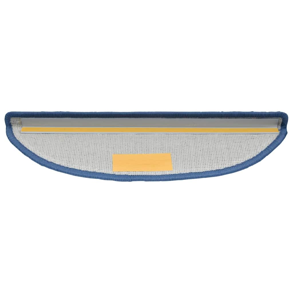 vidaXL Tapis d'escalier 20 pièces 56 x 17 x 3 cm Bleu Demi-Rond