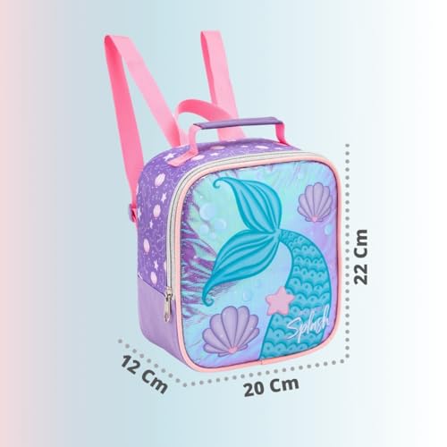 Kit Mochila Infantil Com Rodinha Menina Sereia Princesa Escolar Lancheira e Estojo Bolso Frontal (Se