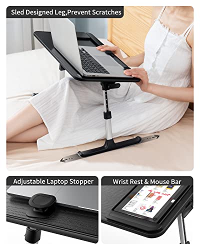 Laptop Desk For Bed, Saiji Height & Angle Adjustable Laptop Stand For Bed, Lap Desk Bed Tray Table, Light Weight Foldable Portable Laptop Table For Couch Sofa Chair Floor Desk For Adults, Kids (Black) #TOP3