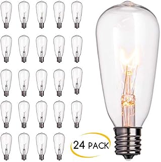 24-Pack Edison Replacement Light Bulbs,7-Watt E17 Screw Base ST40 Replacement Clear Glass Light