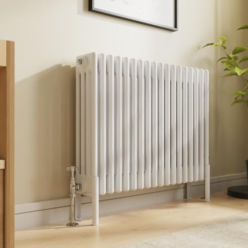 NRG Traditional 4 Column Horizontal Radiator 600x830mm Gloss White Central Heating Radiators