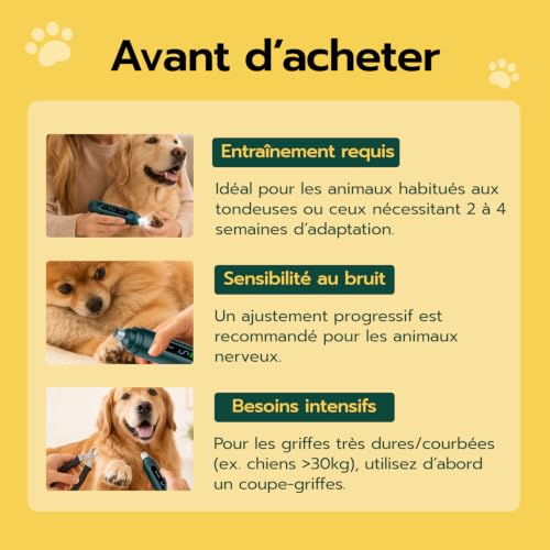 Tolesum Lime Griffes Chien, Coupe Ongle Chien et Chat Électrique avec LED, Ponceuse pour Ongles Animaux 5 Vitesses, Lime Électrique Chien Faibles Vibrations pour Toutes Tailles – vue 3