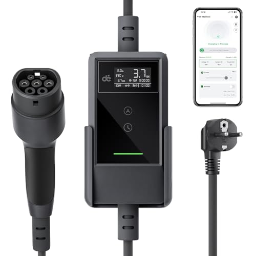 dé Typ 2 Ladekabel Schuko 3,7kW [6-16A, 1-phasig] Ladekabel Typ 2 Schuko mit Digitalem LCD - EV Chaâ€¦ – Miniatur