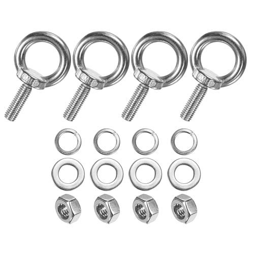 M METERXITY 4-Sets Stainless Eyebolt M8x25mm Shoulder Lifting Eye Bolt with Nuts Washers Male Screw Thread Ring Shoulder Eye Bolts Length 0.98 Inch for Suspending/Fastening