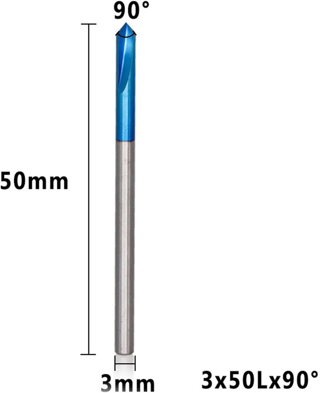 Router Bits Chamfer Drill Blue Coated 90° 2 Flute Cutting Alloy Tungsten Carbide Steel Milling Cutter End Mill For CNC Metal Milling Cutter (Cutting Edge Length : 2)