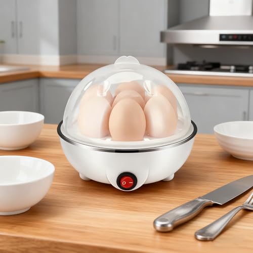 Electric Egg Boiler & Cooker – 7 Egg Capacity Rapid Egg Maker with Auto Shut-Off, Soft/Medium/Hard Boil Settings, Poaching Tray Included, Fast & Healthy Egg Steamer for Home & Office - Image 4