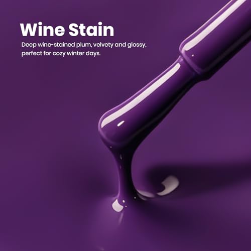 Image of beetles Purple Gel Polish Hema-Free - Wine Stain, 1pc Dark Purple Color Gel 15ml Full Size Fall Nails Soak Off UV Colorful Bottle Nail Art Manicure Gifts for Women