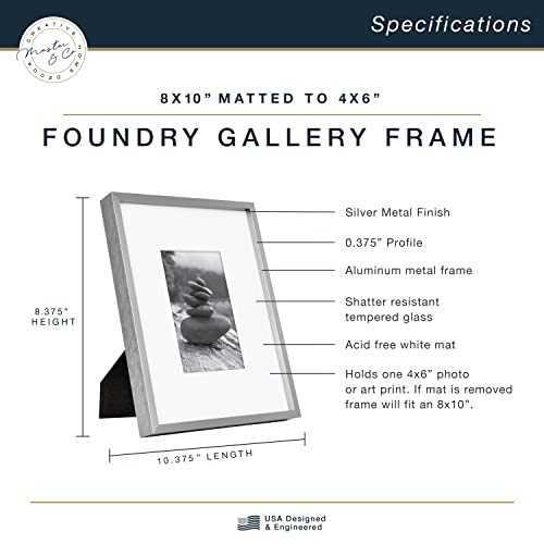 Image of MCS Master & Co. Foundry Metal Gallery Wall Frame, Dark Silver, 8 x 10 in matted to 4 x 6 in
