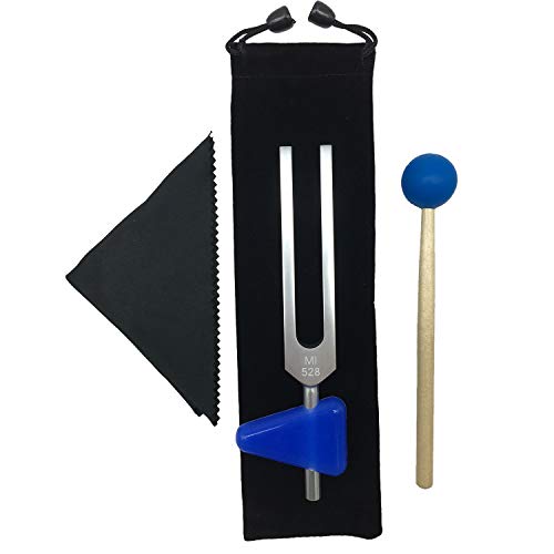 528 Hz Tuning Fork Tools Sound Healing Chakra Tuning Fork Solfeggio Energy Tuning Fork for DNA Repair Healing MI528 Hz Love Frequency Healing Devices for Healing (Silvery)