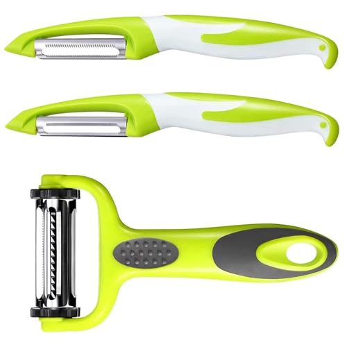 Potato Peeler for Kitchen, Julienne Vegetable Peeler,3 Pieces Stainless Steel Professional Peelers, Non-Slip, Suitable for Peeling for Potato, Apples, Carrots, Cucumber and Various Veg and Fruits