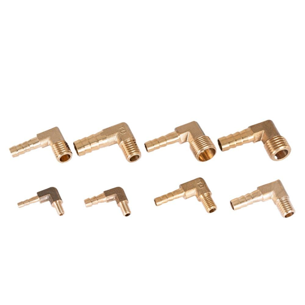 Raccordo a gomito a 90 gradi in ottone per tubo flessibile, maschio metrico M5 M6 M8 M10 x 4 5 6 8 10 mm, per casa e giardino, M8x1,0 a 8 m