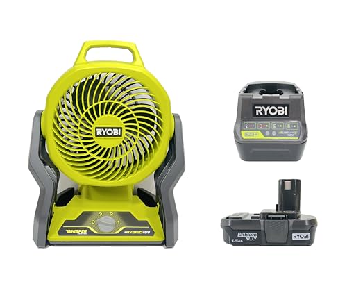 Factory Reconditioned 18-Volt Hybrid Portable Fan Kit with Battery and Charger (Renewed)