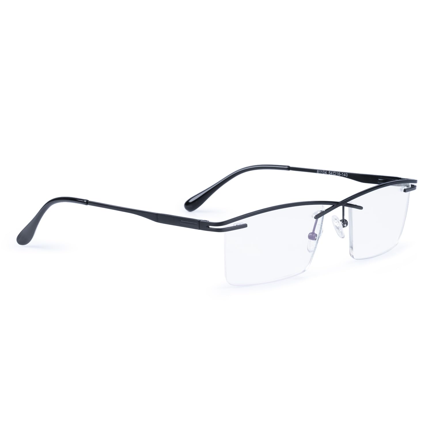 Rimless Rectangle Frame For Men & Women (Black) (BLACK) - Image 2 thumbnail