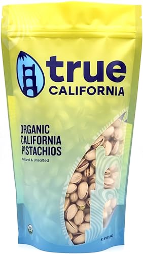 True California Organic Pistachios (1 LB) Raw, Natural & Unsalted, Not Roasted, In-Shell, Vegan & Gluten-Free