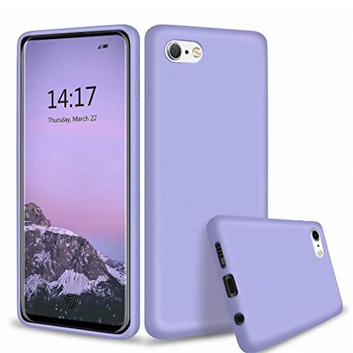 Ttimao Compatible con Funda iPhone 6/6S Silicona L�quida Gel Cubierta+1*Protector de Pantalla Anti-Shock Funda Protectora con Coj�n de Forro de Tela de Microfibra Suave-P�rpura