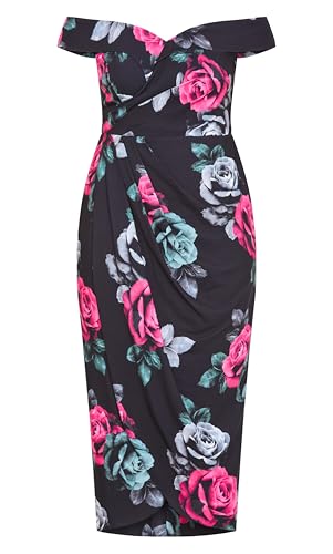 City Chic Women's Dress-Claire Print Off Shoulder4