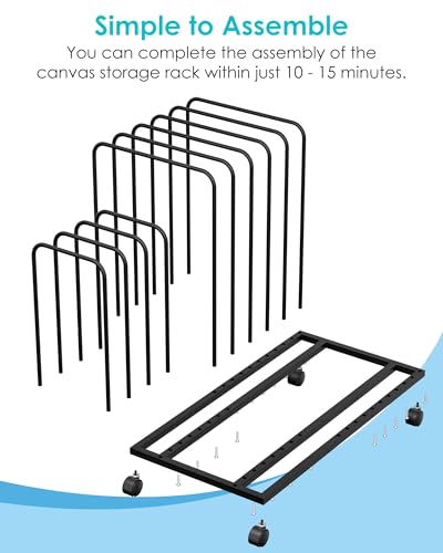 Image of Art Canvas Storage Rack, Adjustable Art Storage Rack, Art Drying Rack Metal Storage Stand, Art Print Display Rack With Wheels for Large Canvas Boards, Panel, Crafts Drying & Print Racks
