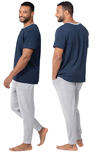 PajamaGram Mens Lightweight Jogger Pants Pajama Set - 100% Cotton PJ Sets for Men, Long Sleeve Men's Sleepwear - Men PJ Set2