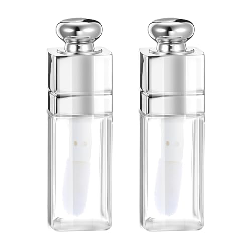 Qulkws 2 Pcs 8ml Empty Lip Gloss Tubes Clear Lip Gloss Tubes with Wand Clear Refillable Lips Balm Bottles Mini Lipstick Containers Refillable Lips Balm Glosses Containers for DIY Makeup