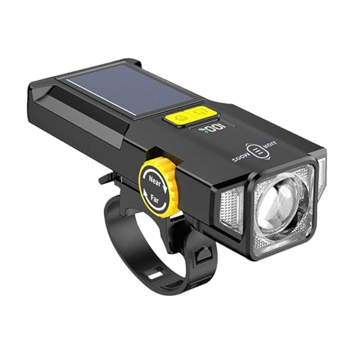 ソーラーデジタルディスプレイサイクリングライト、充電式1000mAh、サイクリングセーフティライト、夜間ライディングランプ、デジタルディスプレイモニター、街路、トレイル、通路用