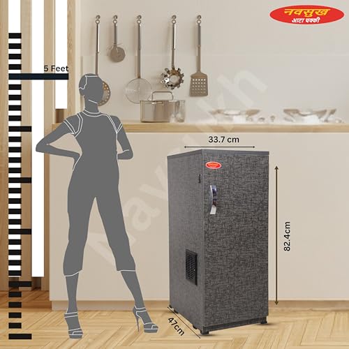 Image of NAVSUKH Champion Fully Automatic Atta Chakki | 10-12 Kg /Hr | 8 Sieve Sizes | Grinds 50+ Grains & Spices | Low Power (0.75 Unit /Hr) | Low Noise | Low Voltage | Free Cover & Accessories