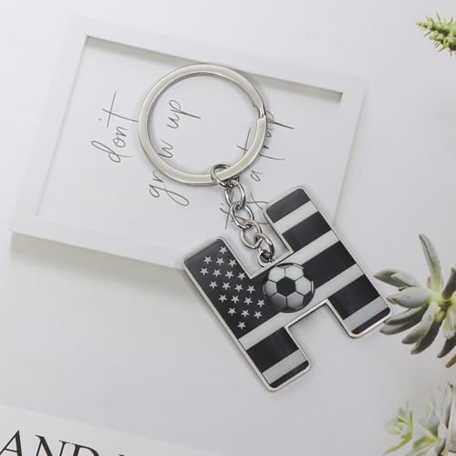 Bag Charms Initial A-Z Letter Keychain Bag Charm Soccer Keychain for Handbags Sports Bag