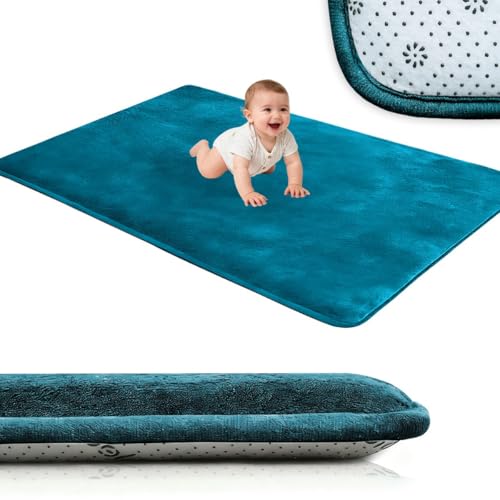 Voxirum Tapete Bebé de Espuma Actividades Infantil, 3 cm Extra Grueso Colchoneta Bebe Suelo, Manta Juegos Bebés para Parque y Suelo Antideslizante, Gateo y Tummy Time Ideal Azul, 70 x 160 cm