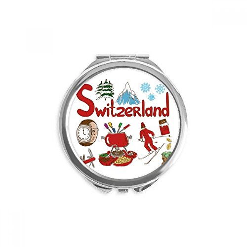 Espejo de bolsillo redondo con símbolo de Suiza para retorcar tu maquillaje en cualquier lugar