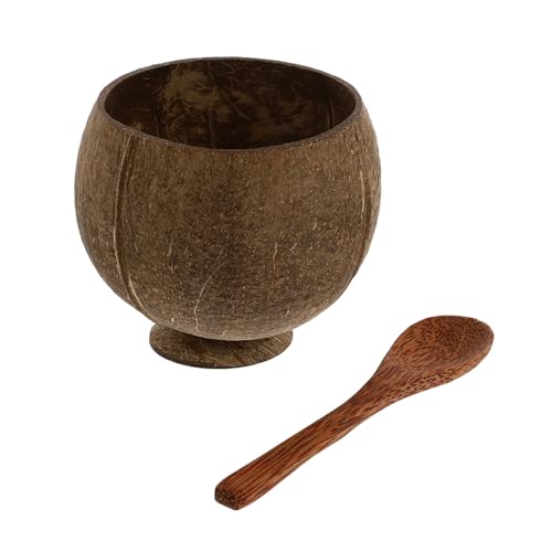 RORPOIR Coconut Cups for Desserts Ice Cream Bowl Spoon Natural Coconut Bowl for Serving Hawaiian Party Dessert Holder