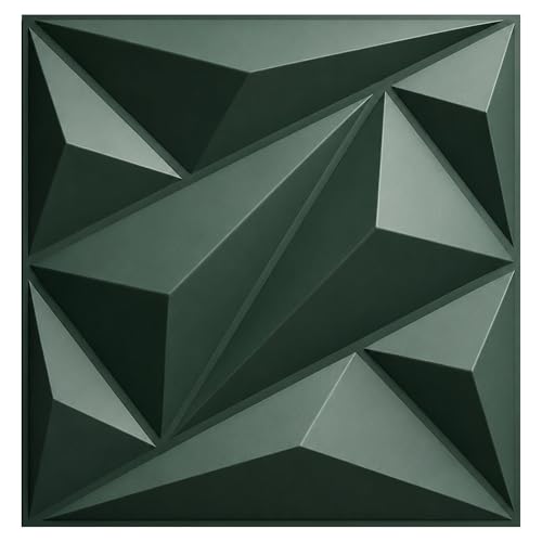 Image of Kayra Decor 3D PVC Wall Panel - Alps Design Olive Green Color 19.7 inch x 19.7 inch (Pack of 12) - Covers 32.34 Sq. Ft.