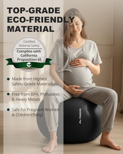 Image of Trideer Yoga Ball for Exercise, Pilates, Core & Balance Training, Stability Ball for Pregnancy & Birthing Prep, Physical Therapy, Daily Stretching, Office Chair for Active Sitting, Quick Pump Included