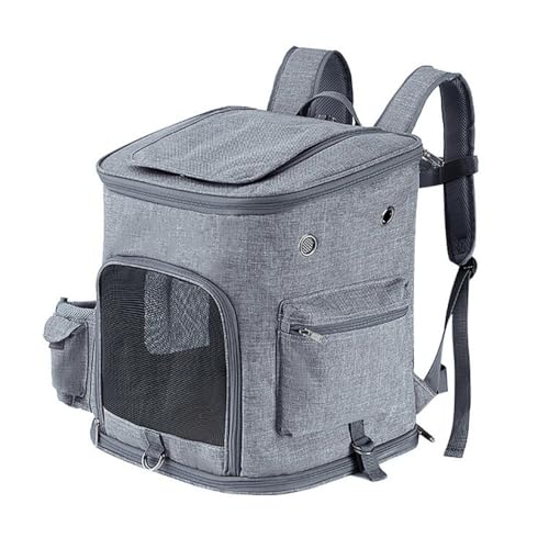 CYWOPVEQ 猫 リュック ペットキャリー リュック 犬 猫 小型犬 中型犬 折りたたみ式 キャリーリュック コンパクトお出かけ用 ペットキャリーバック (グレー)