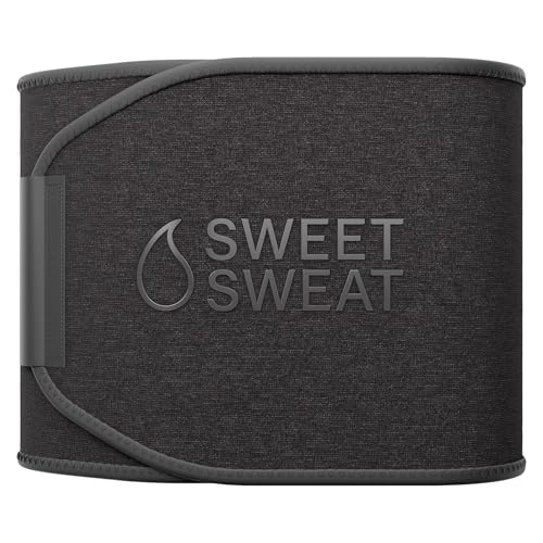 Sports Research Sweet Sweat Waist Trimmer (Core Series) - Premium Sweat Enhancing Fitness Band for Women & Men - Adjustable Fit · Latex-Free Neoprene - Matte Black