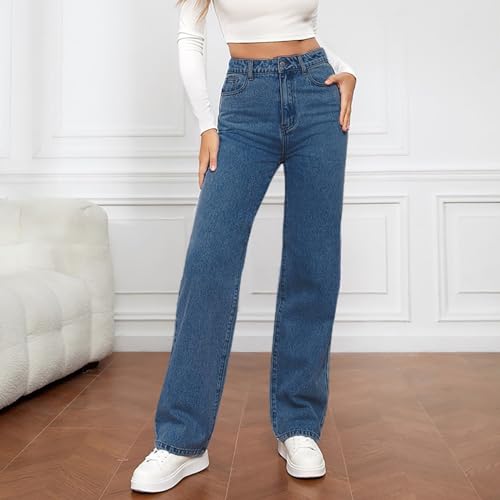 Sweatpant Women's Straight Leg Boyfriend Denim Pants Low Rise Wide Leg Jeans Loose Y2K E-Girl Baggy Street Pants Vintage Aesthetic Clothing Teen Girls Streetwear Hiphop3