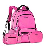Luluca Mochila Com Lancheira e Estojo Box Kit Escolar Feminino Completo (Rosa)