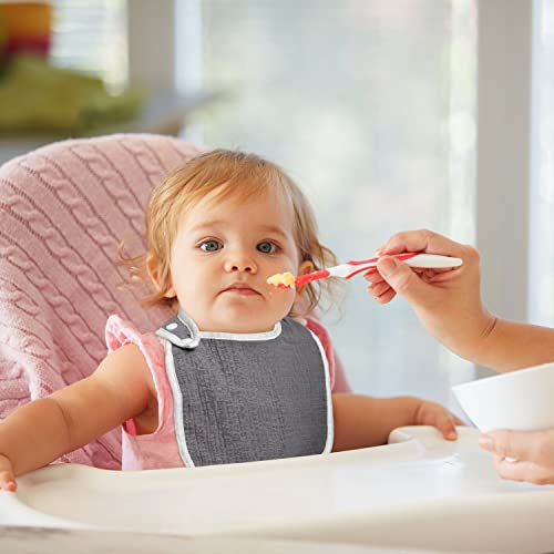 Zainpe 6Pcs Snap Muslin Cotton Baby Bibs for Boys Girls Blue Green Feeding Bib Adjustable Neutral Gray Burp Cloths with 6 Absorbent Soft Layers for Unisex Infant Toddler Drooling Teething and Eating4