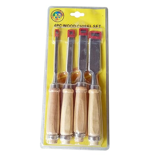 OKUMEYR 4pcs Carving Chisel Set Wood Handles 6/12/18/24mm Essential Wood Carving Tools for Beginners Professionals