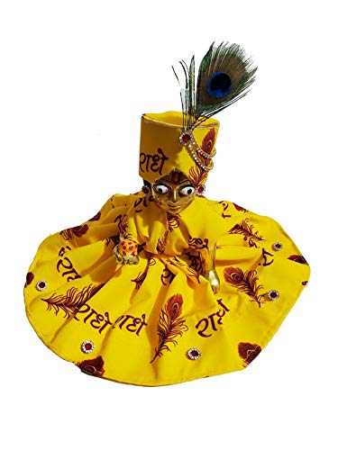 GenericLaddu Gopal Radhe Printed Stylish Fancy Dress with Pagdi for Special Occasion/Festival/Janmastami (Size:4)