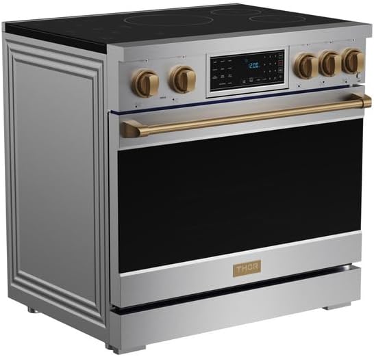 Gordon Ramsay by THOR Kitchen 36 Inch Professional Freestanding Induction Range in Stainless Steel and Bronze