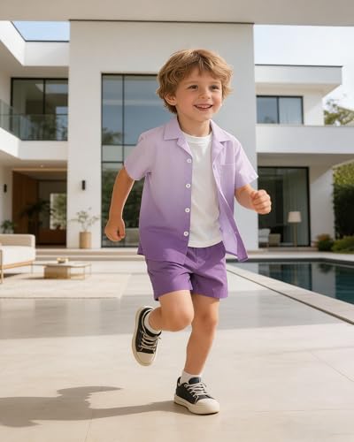 Image of SANGTREE 3 Piece Boy Outfits Short Sleeve Shirt and Shorts Set Beach Vacation Summer Clothes, 3 Months - 9 Years